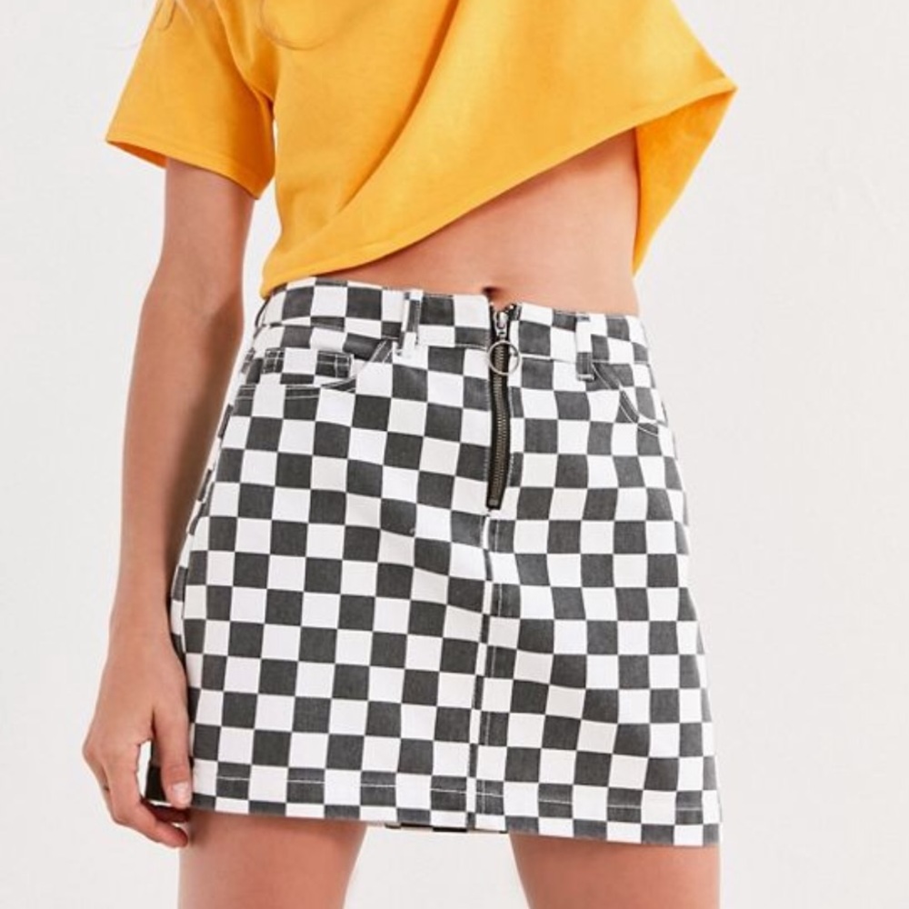 BDG checkered denim skirt